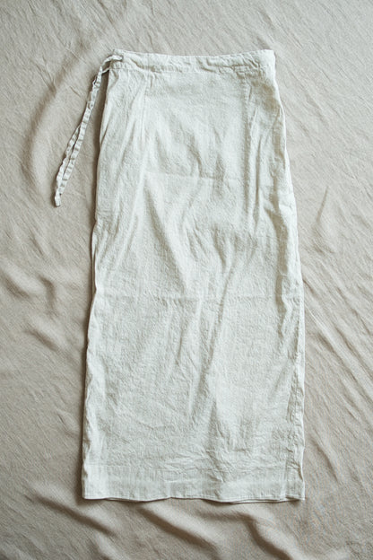 Linen Rayon Pinstripes Skirt/Ecru(White Pins)