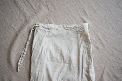 Linen Rayon Pinstripes Skirt/Ecru(White Pins)