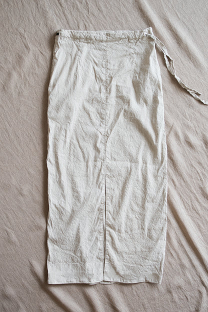 Linen Rayon Pinstripes Skirt/Ecru(White Pins)