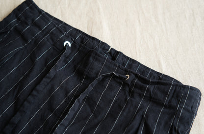Linen Rayon Pinstripes Pants/Midnight Navy(White Pins)