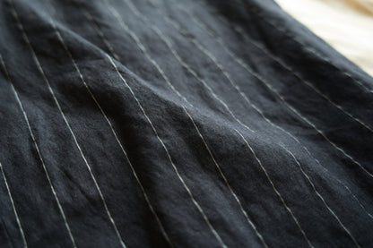 Linen Rayon Pinstripes Pants/Midnight Navy(White Pins)