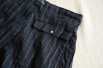 Linen Rayon Pinstripes Pants/Midnight Navy(White Pins)