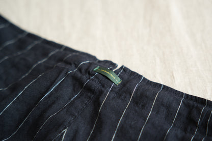 Linen Rayon Pinstripes Pants/Midnight Navy(White Pins)