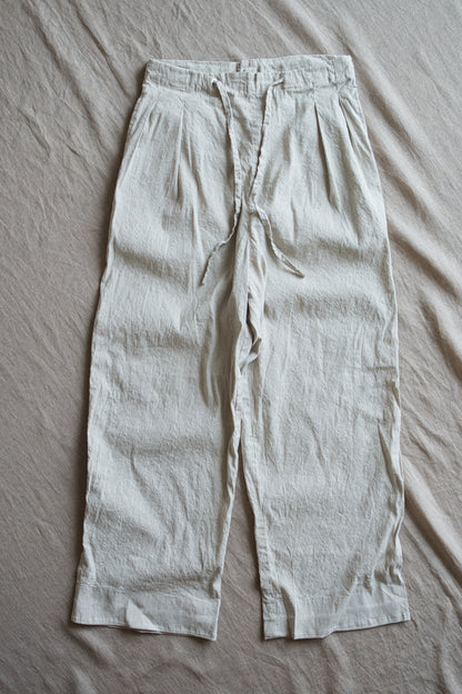 Linen Rayon Pinstripes Pants/Ecru(White Pins)