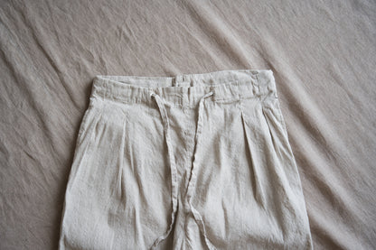 Linen Rayon Pinstripes Pants/Ecru(White Pins)