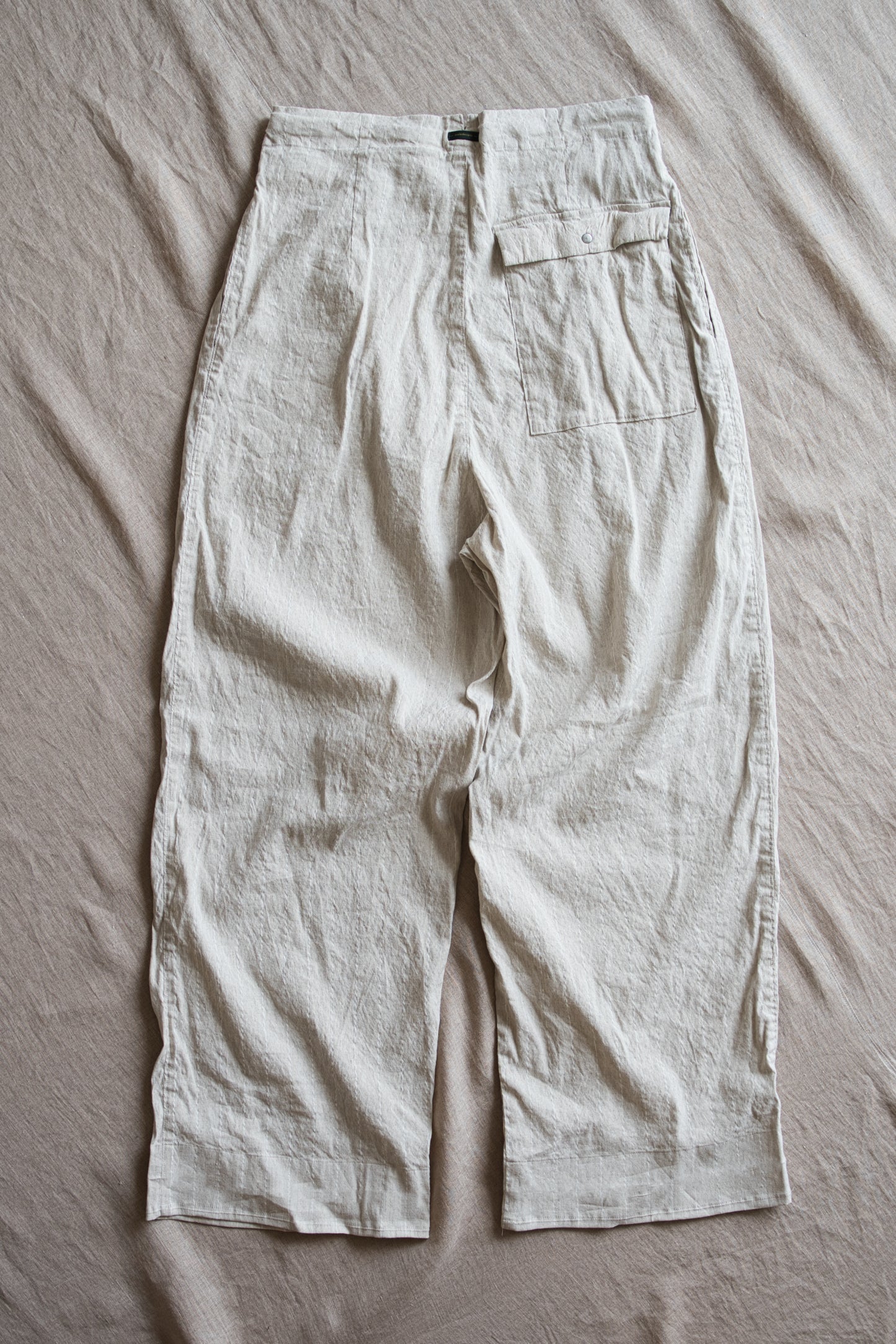 Linen Rayon Pinstripes Pants/Ecru(White Pins)