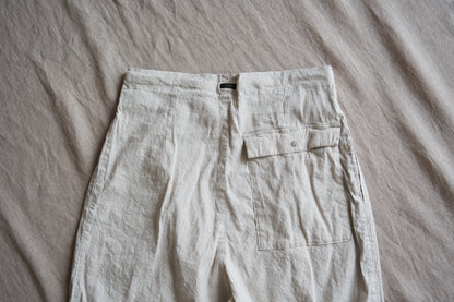 Linen Rayon Pinstripes Pants/Ecru(White Pins)