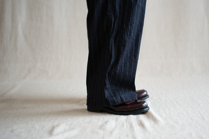 Linen Rayon Pinstripes Pants/Midnight Navy(White Pins)