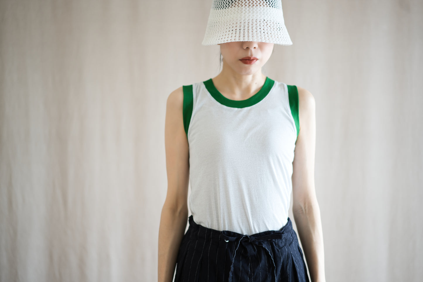 Sheer Rib RInger Tank-Top/Light-blue(Green)