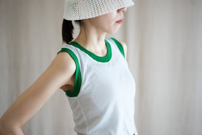 Sheer Rib RInger Tank-Top/Light-blue(Green)