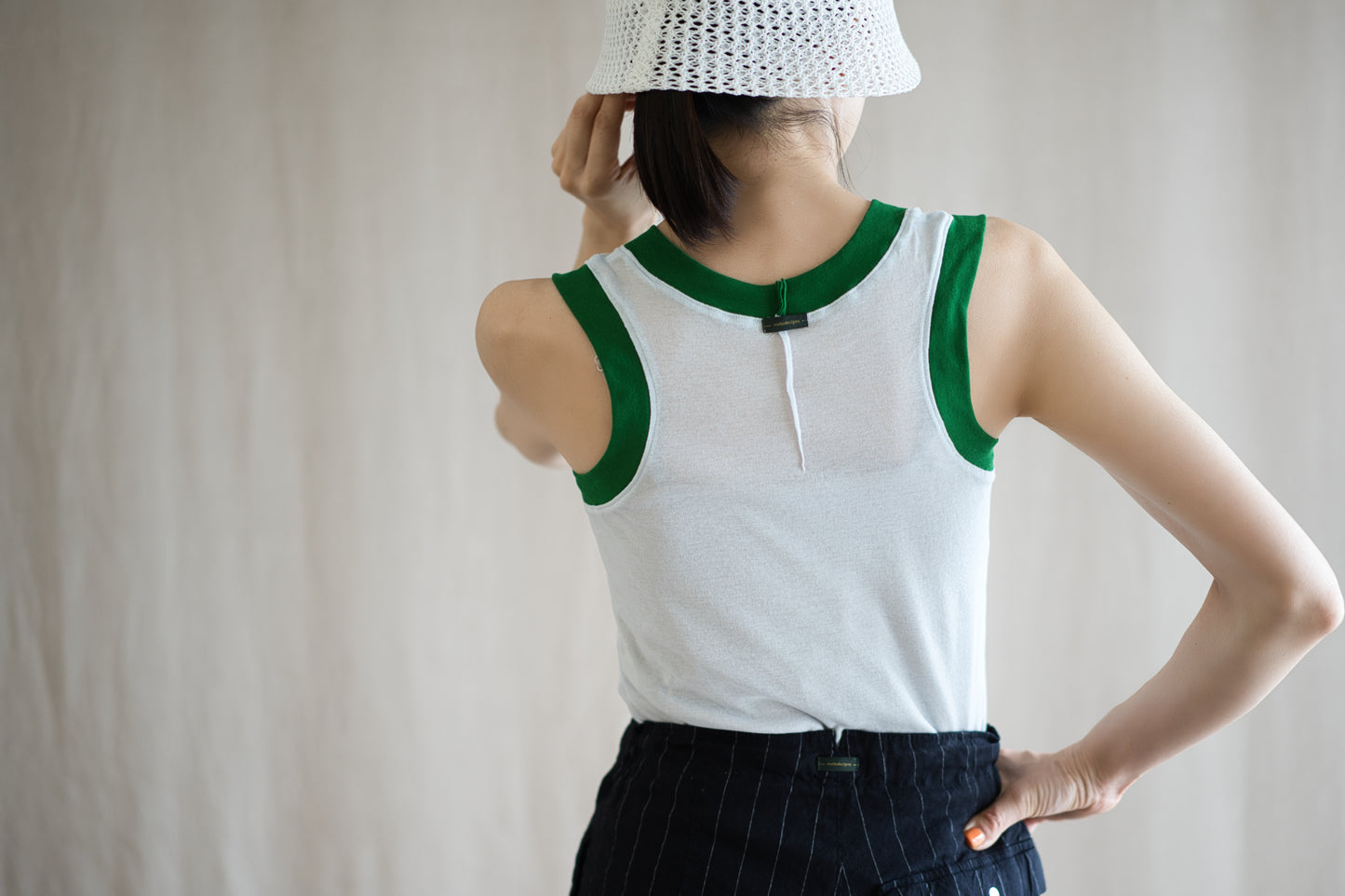 Sheer Rib RInger Tank-Top/Light-blue(Green)