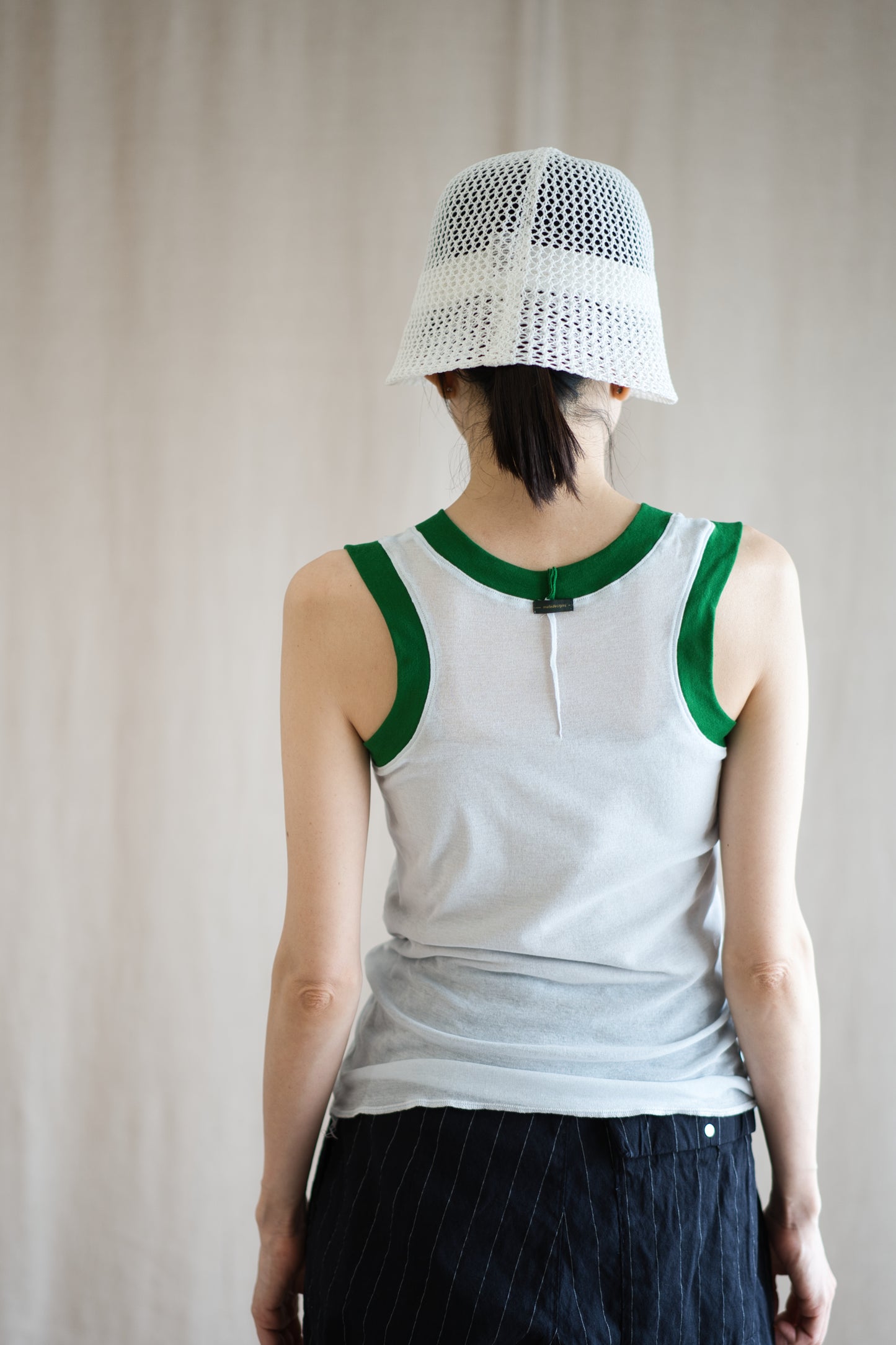 Sheer Rib RInger Tank-Top/Light-blue(Green)