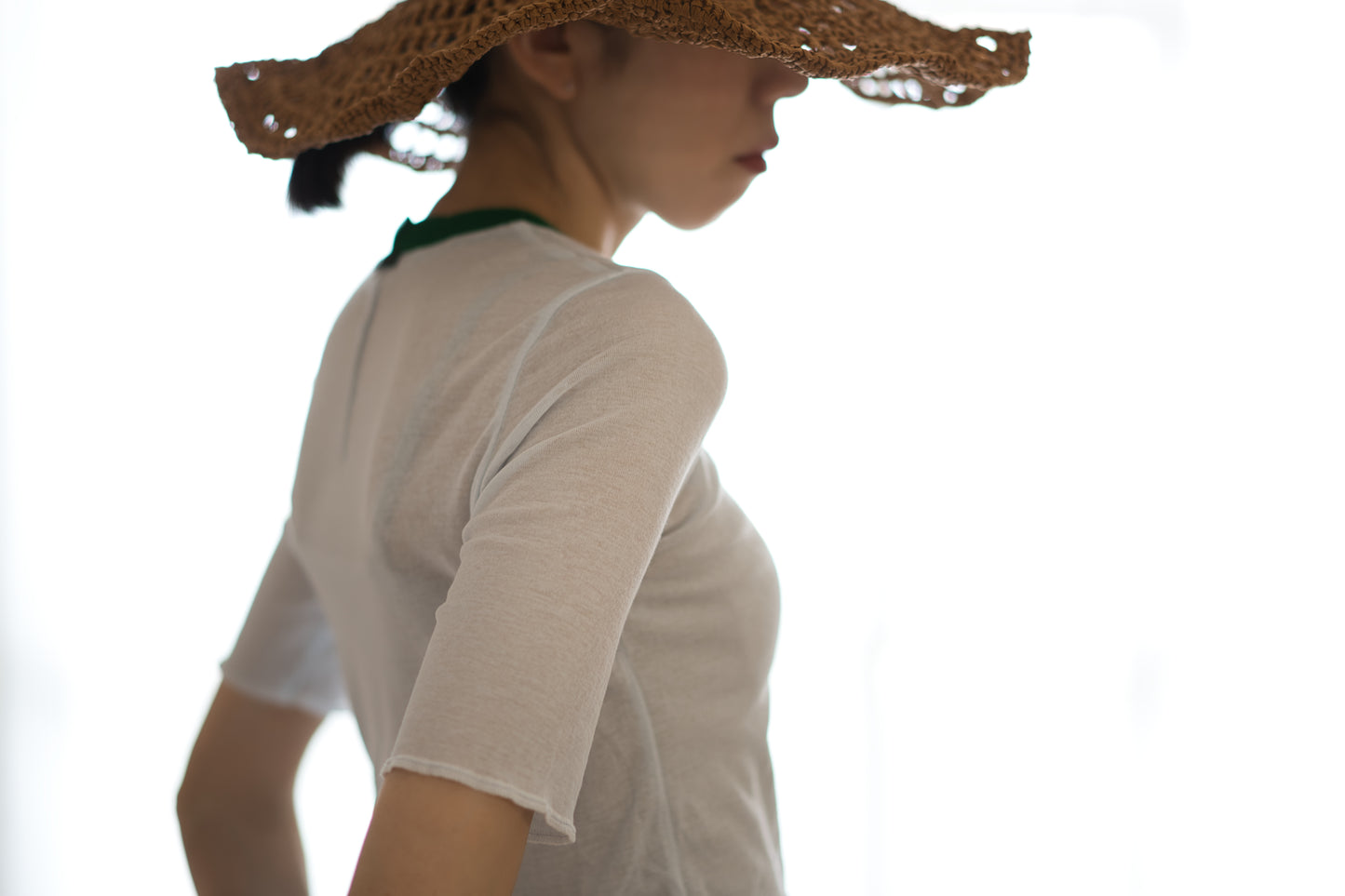 Sheer Rib RInger Half Sleeve/Light-blue(Green)