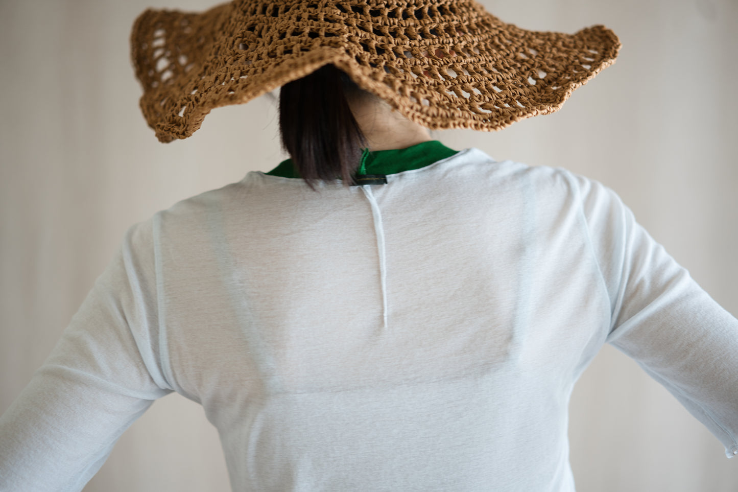 Sheer Rib RInger Half Sleeve/Light-blue(Green)