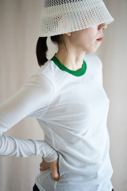 Sheer Rib RInger Long Sleeve/Light-blue(Green)