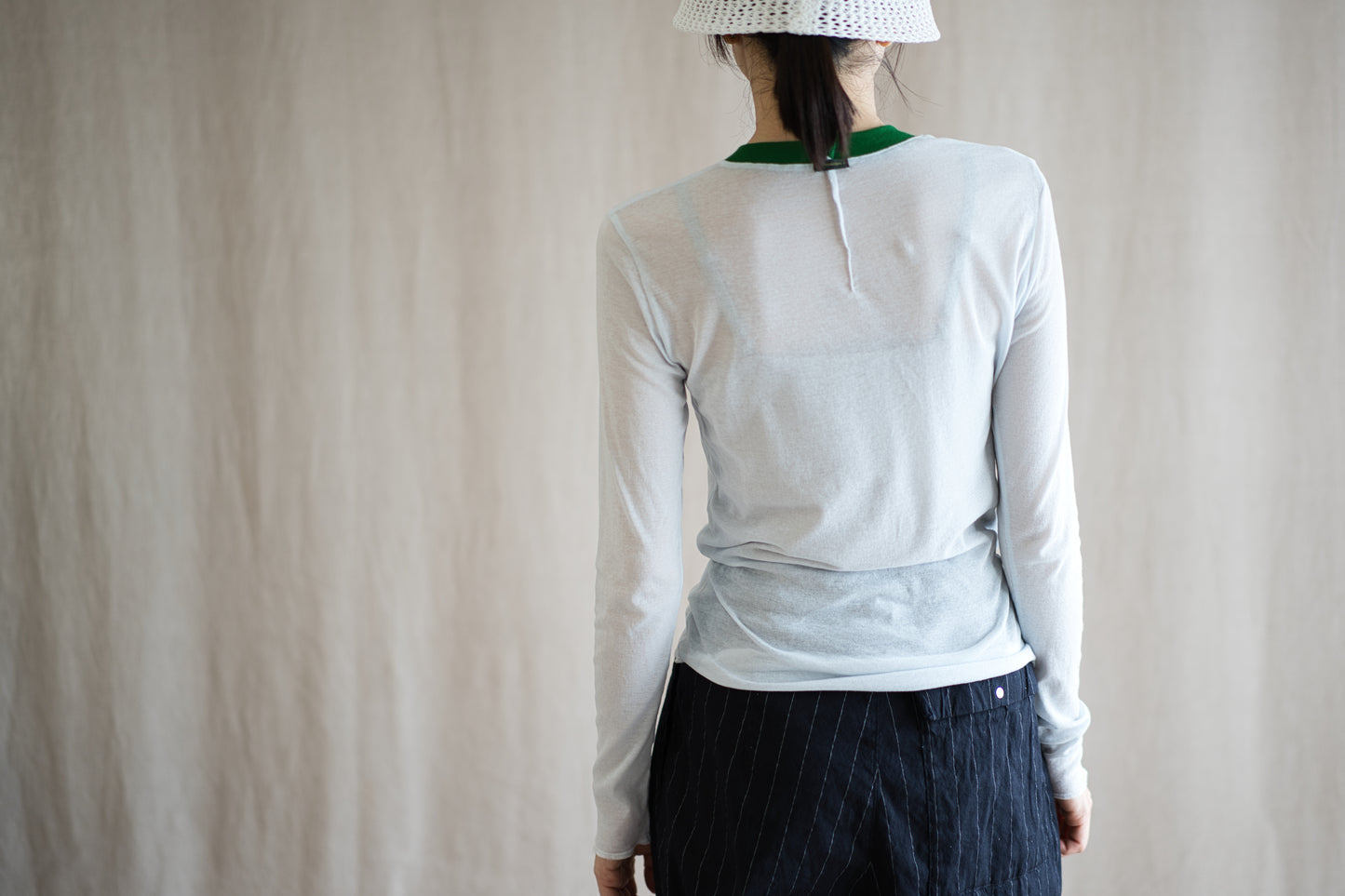 Sheer Rib RInger Long Sleeve/Light-blue(Green)