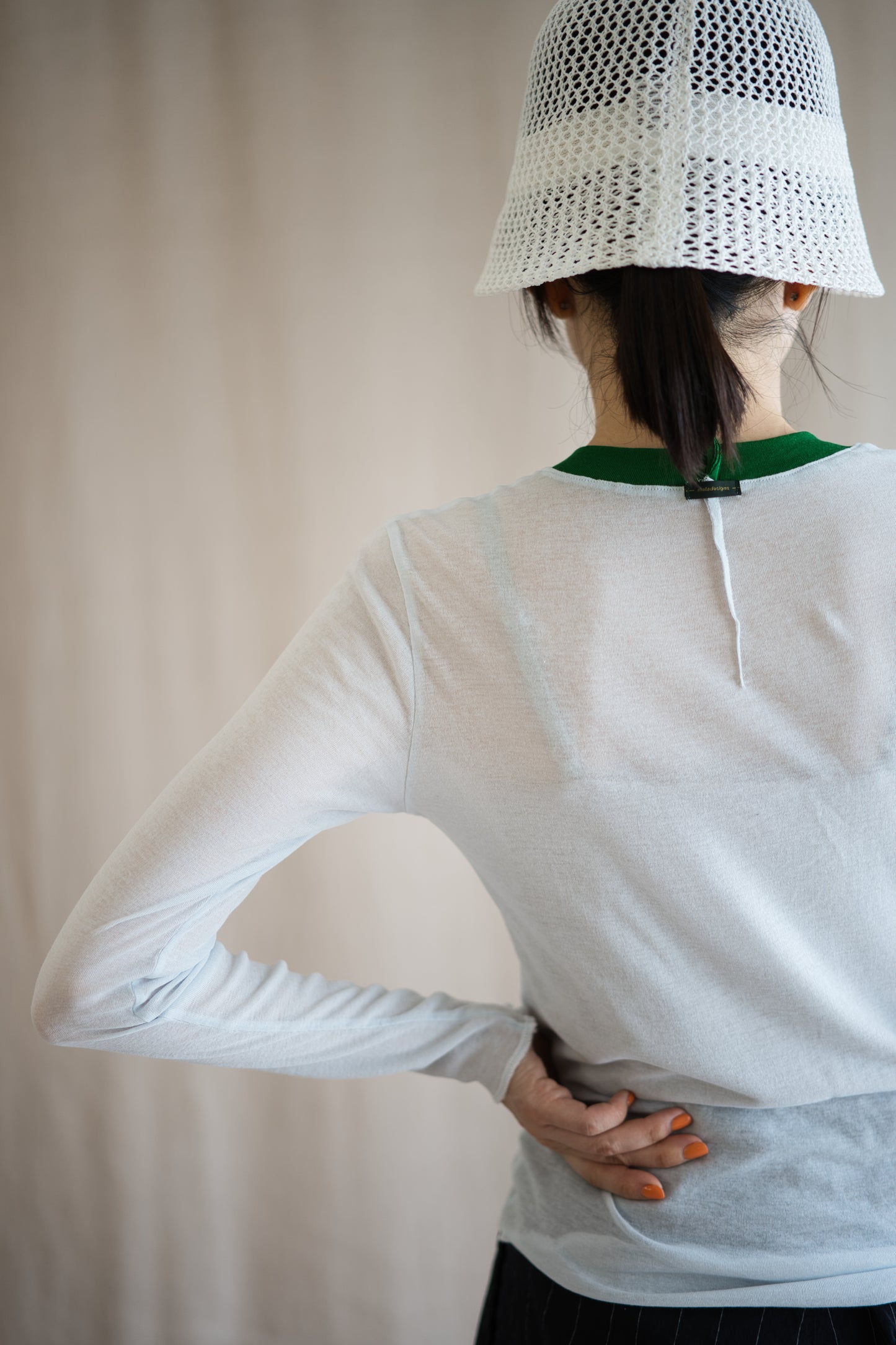 Sheer Rib RInger Long Sleeve/Light-blue(Green)