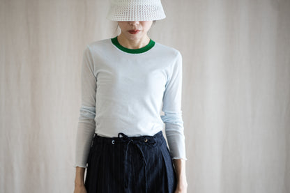 Sheer Rib RInger Long Sleeve/Light-blue(Green)