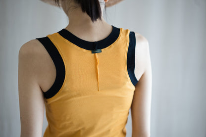 Sheer Rib RInger Tank-Top/Orange(Navy)