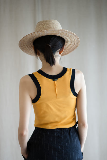 Sheer Rib RInger Tank-Top/Orange(Navy)