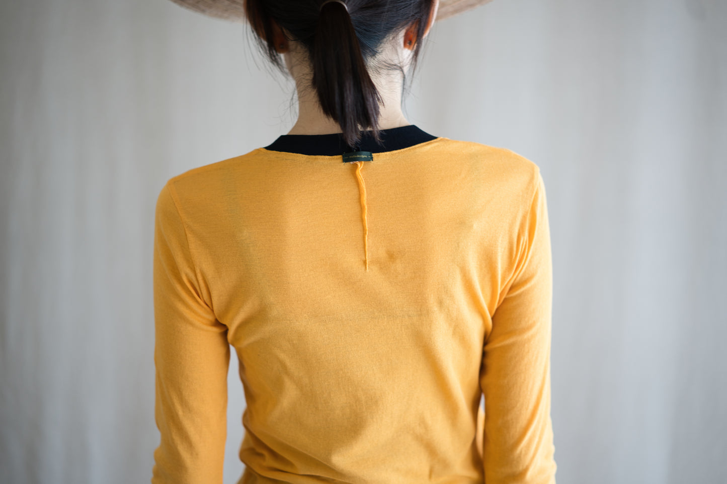 Sheer Rib RInger Long Sleeve/Orange(Navy)