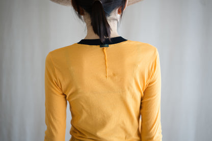 Sheer Rib RInger Long Sleeve/Orange(Navy)