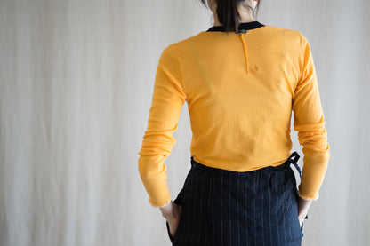 Sheer Rib RInger Long Sleeve/Orange(Navy)