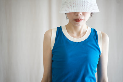 Sheer Rib RInger Tank-Top/Blue(Ecru)
