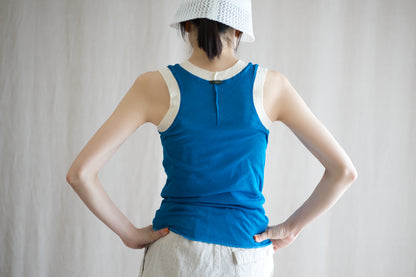 Sheer Rib RInger Tank-Top/Blue(Ecru)