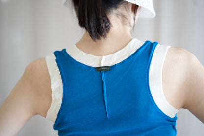 Sheer Rib RInger Tank-Top/Blue(Ecru)