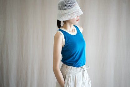 Sheer Rib RInger Tank-Top/Blue(Ecru)