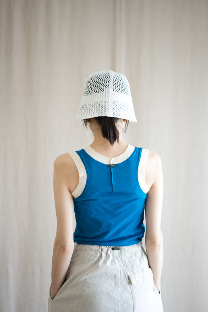 Sheer Rib RInger Tank-Top/Blue(Ecru)