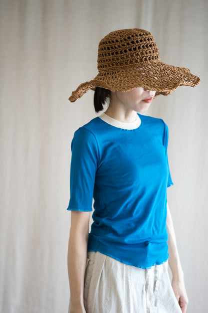 Sheer Rib RInger Half Sleeve/Blue(Ecru)