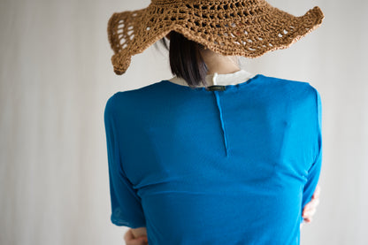 Sheer Rib RInger Half Sleeve/Blue(Ecru)