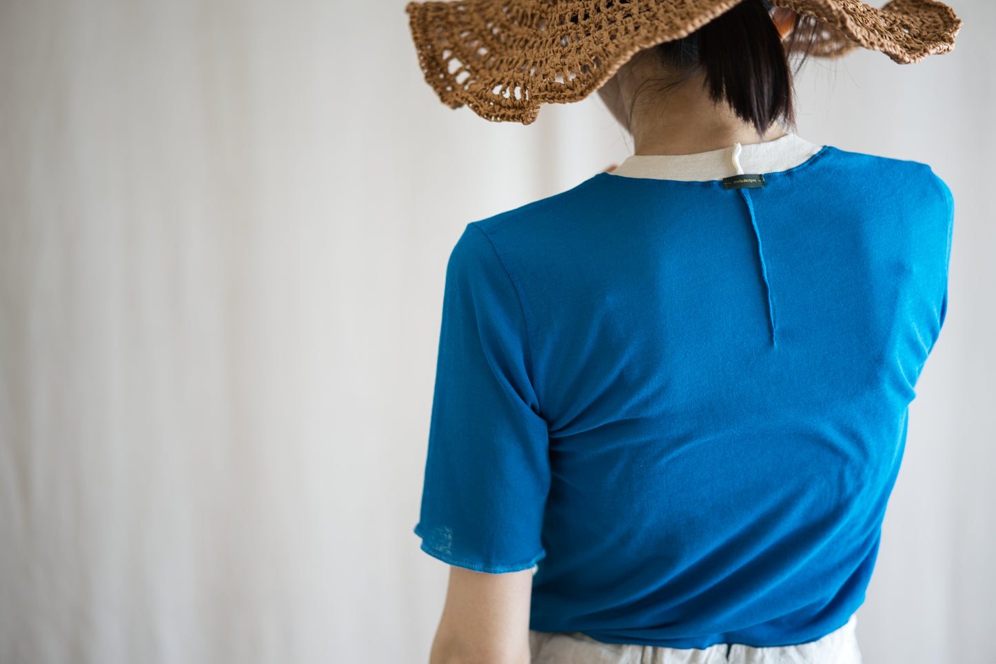 Sheer Rib RInger Half Sleeve/Blue(Ecru)