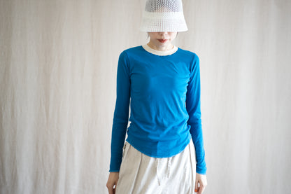 Sheer Rib RInger Long Sleeve/Blue(Ecru)