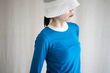 Sheer Rib RInger Long Sleeve/Blue(Ecru)