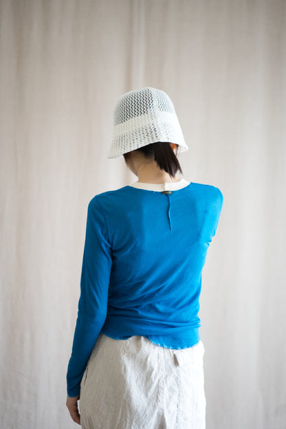 Sheer Rib RInger Long Sleeve/Blue(Ecru)