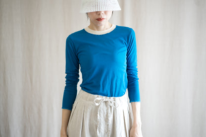 Sheer Rib RInger Long Sleeve/Blue(Ecru)