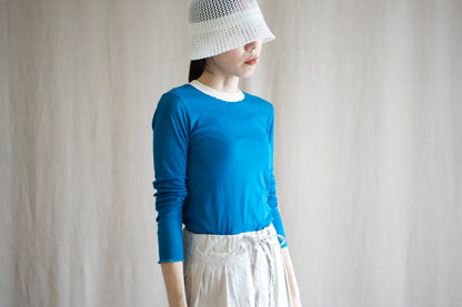 Sheer Rib RInger Long Sleeve/Blue(Ecru)