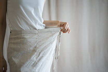 Linen Rayon Pinstripes Skirt/Ecru(White Pins)