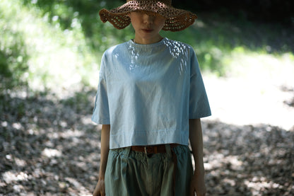 クロップドTシャツ/Cropped T-shirt/Light blue