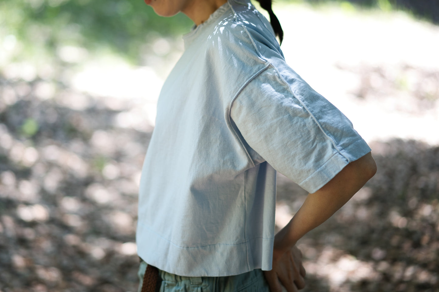 クロップドTシャツ/Cropped T-shirt/Light blue