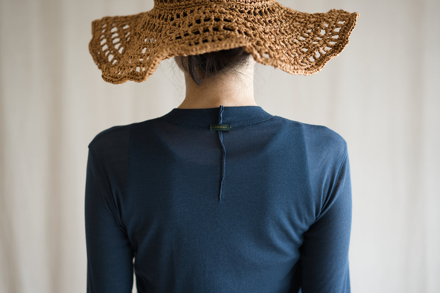 シアーリブクルーロングT/Sheer Rib Crewneck Long-Sleeved T/Gray Navy