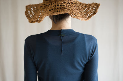 シアーリブクルーロングT/Sheer Rib Crewneck Long-Sleeved T/Gray Navy