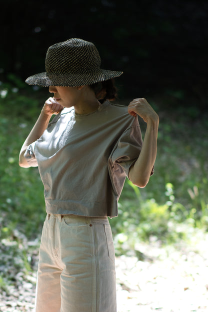 クロップドTシャツ/Cropped T-shirt/Sand gray