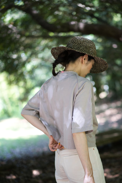 クロップドTシャツ/Cropped T-shirt/Sand gray