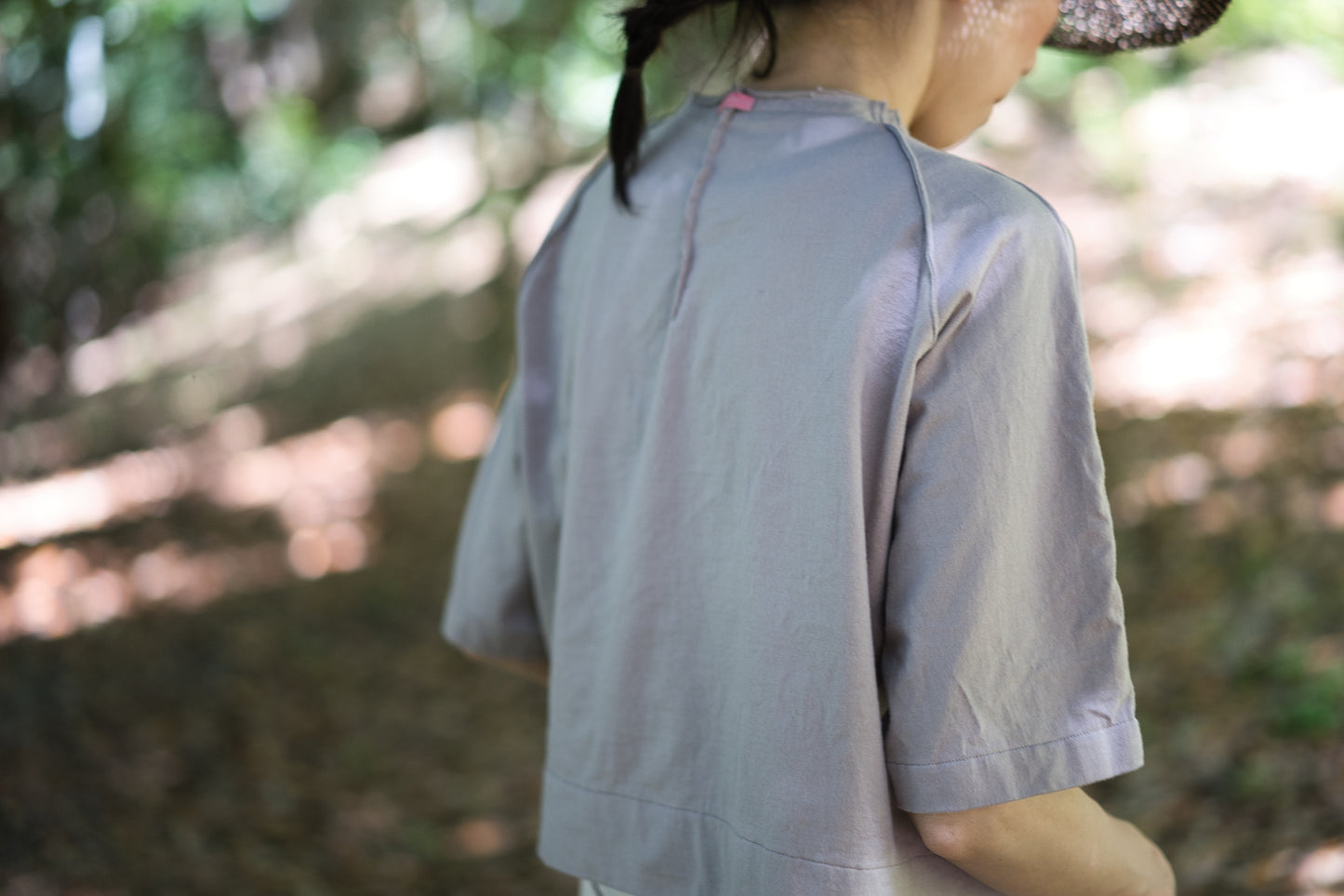 クロップドTシャツ/Cropped T-shirt/Sand gray