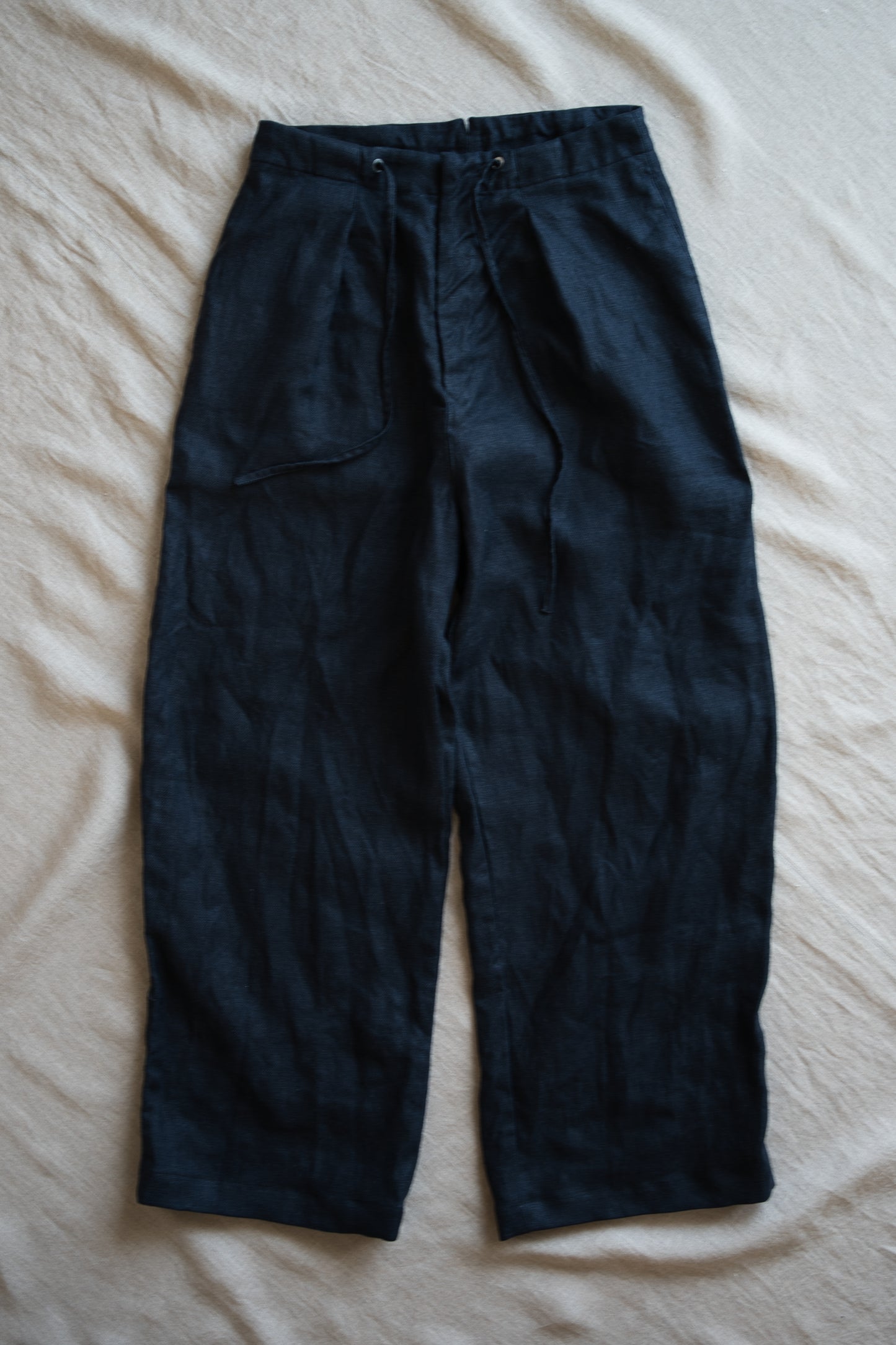 Oxford Linen Wide Pants/Night Navy