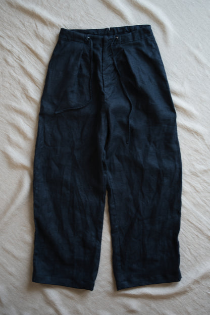 Oxford Linen Wide Pants/Night Navy